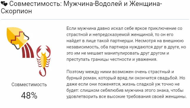 Скорпион и водолей совместимость знаков зодиака в любовных отношениях, дружбе, постели и браке