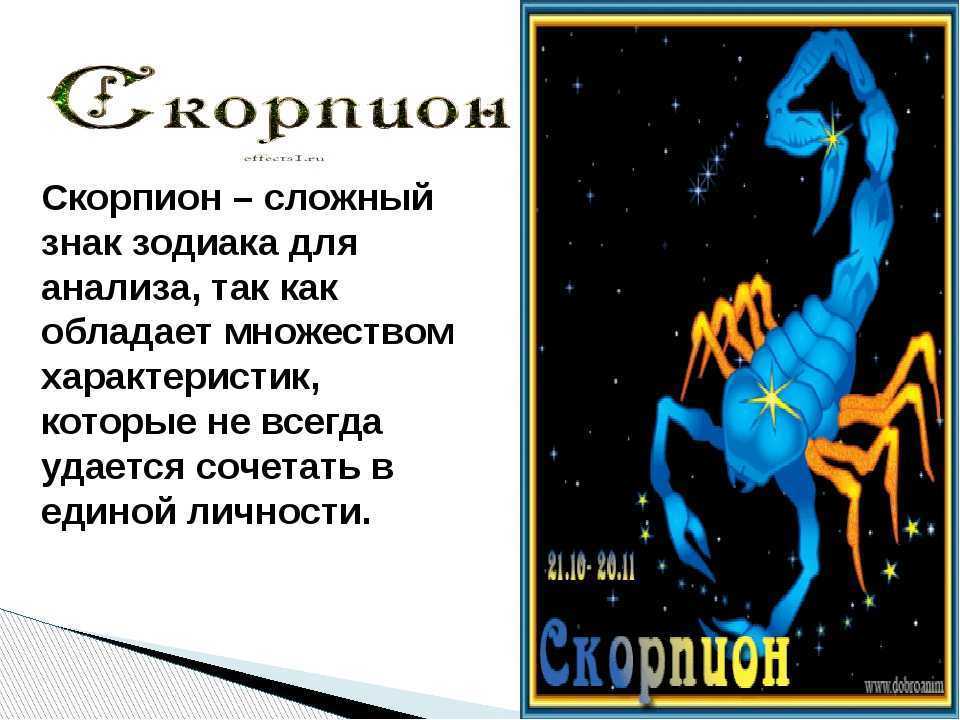 Скорпион характеристика - знак зодиака ( полное описание )
