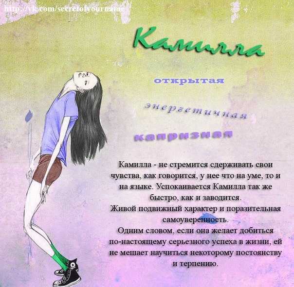 Значение и характеристика имени камилла